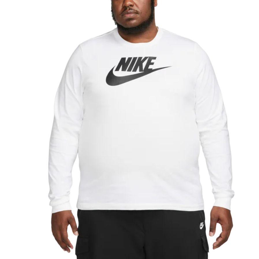 Nike T-shirt da uomo a maniche lunghe con stampa tinta unita Top bianchi CI6291-100