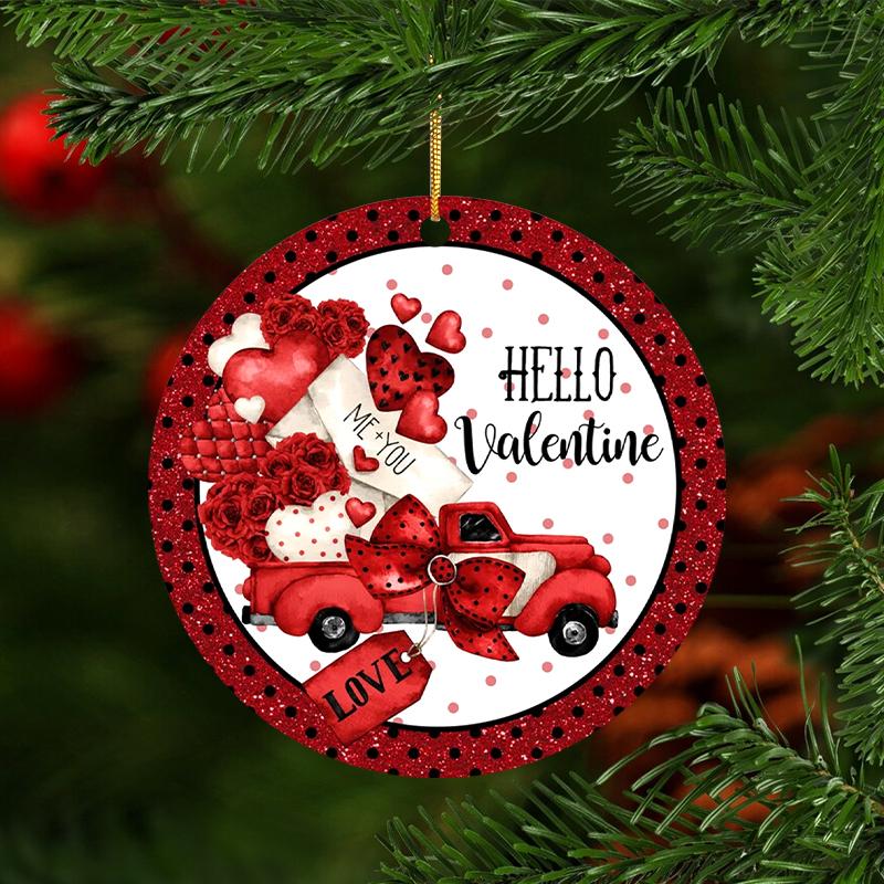 

Красный 2D акриловый кулон на День святого Валентина, елочные украшения, подвеска-ключ, автомобильное подвесное украшение, украшение для интерьера, домашний декор, подвески
