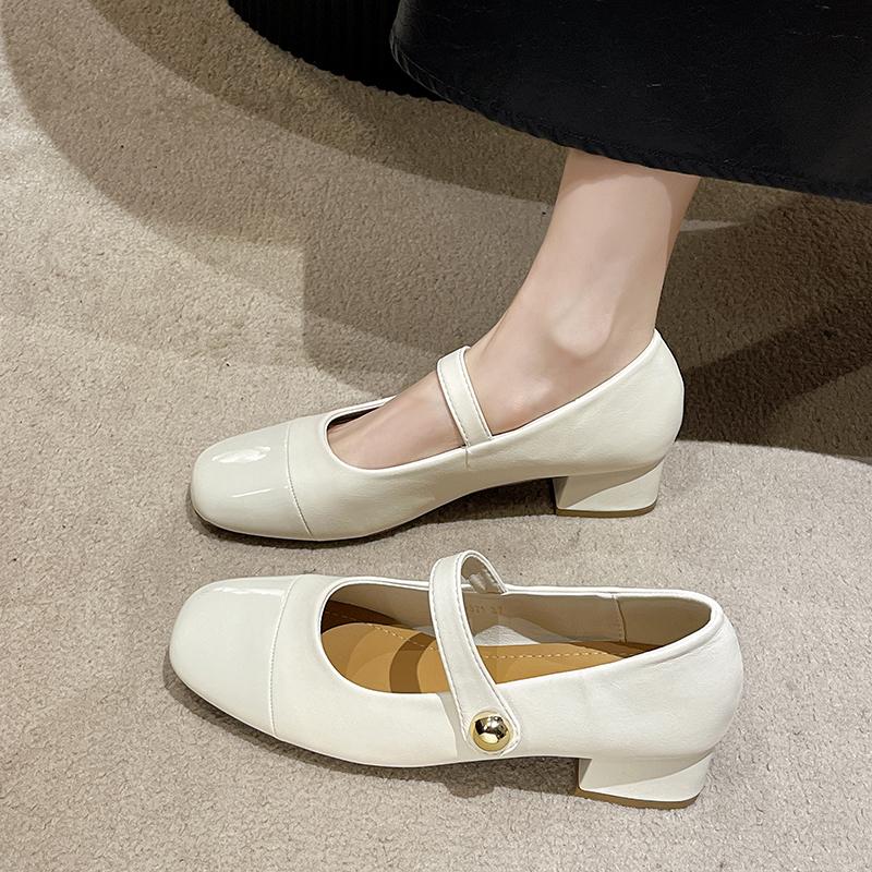 Moda Wiosna Nowe Grube Obcasy Pojedyncze Buty Damskie Kwadratowy Nosek Łączone Płytkie Wierzchy Antypoślizgowe Odporne na Ścieranie Buty Niskie