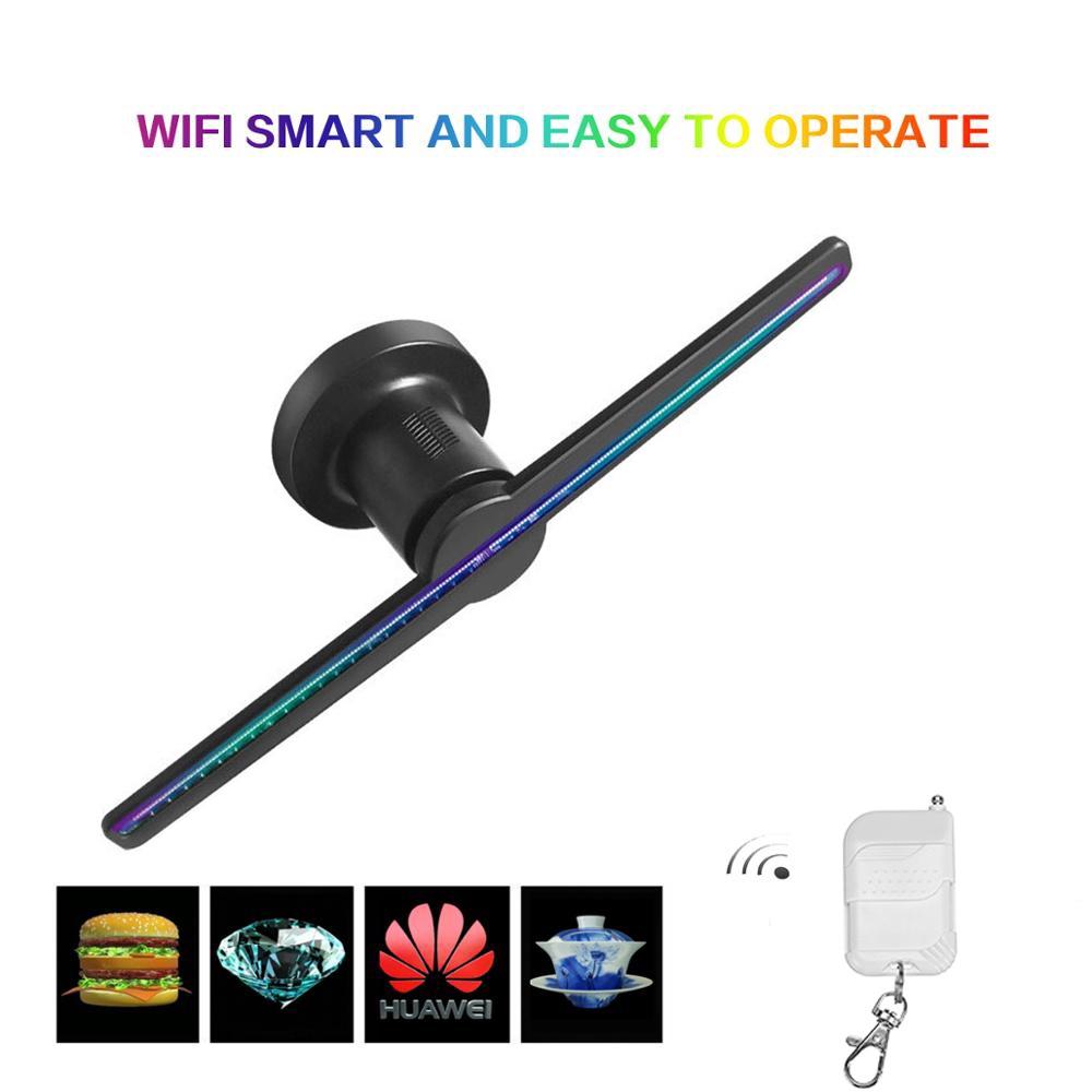New 3D LEDs 384 Lamp Beads HD Remote Hologram Fan Projector Advertising Display WIFI Holographic Display Player 16W-32W