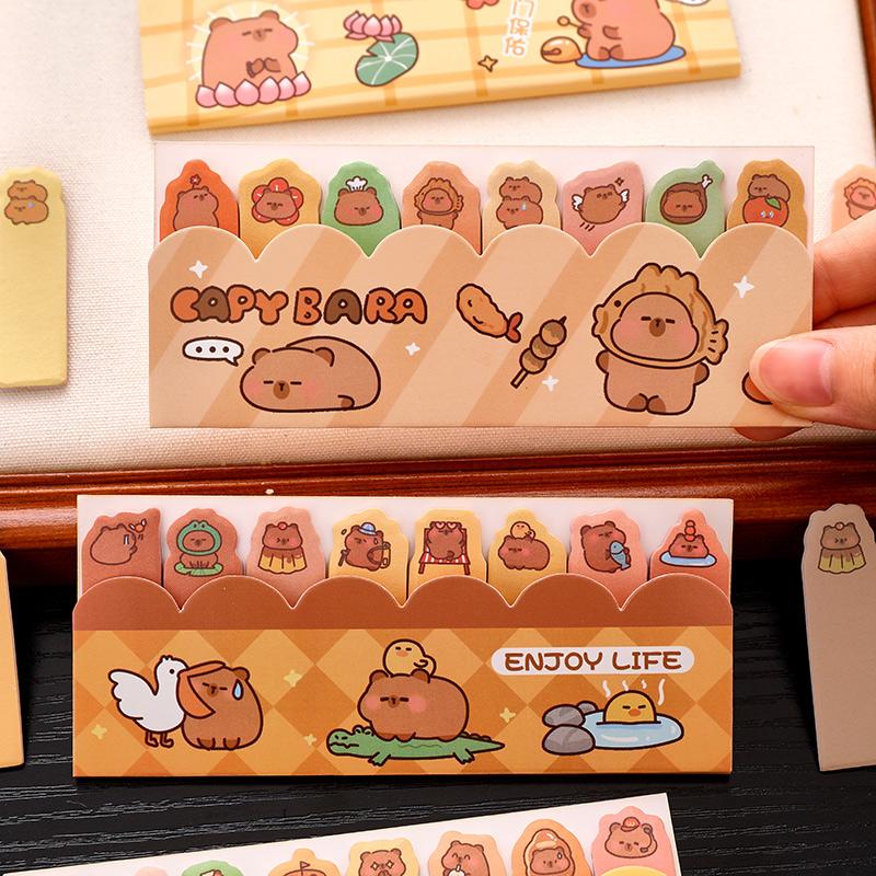 120Sheets Kawaii Strip Capybara Memo Pads Simple Scrapbooking Sticker School Supplies Post Sticky Notes Office Stationery