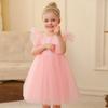 Little Girls Princess Tulle Flying Sleeve Flower Girl Party Performance Dress Gown