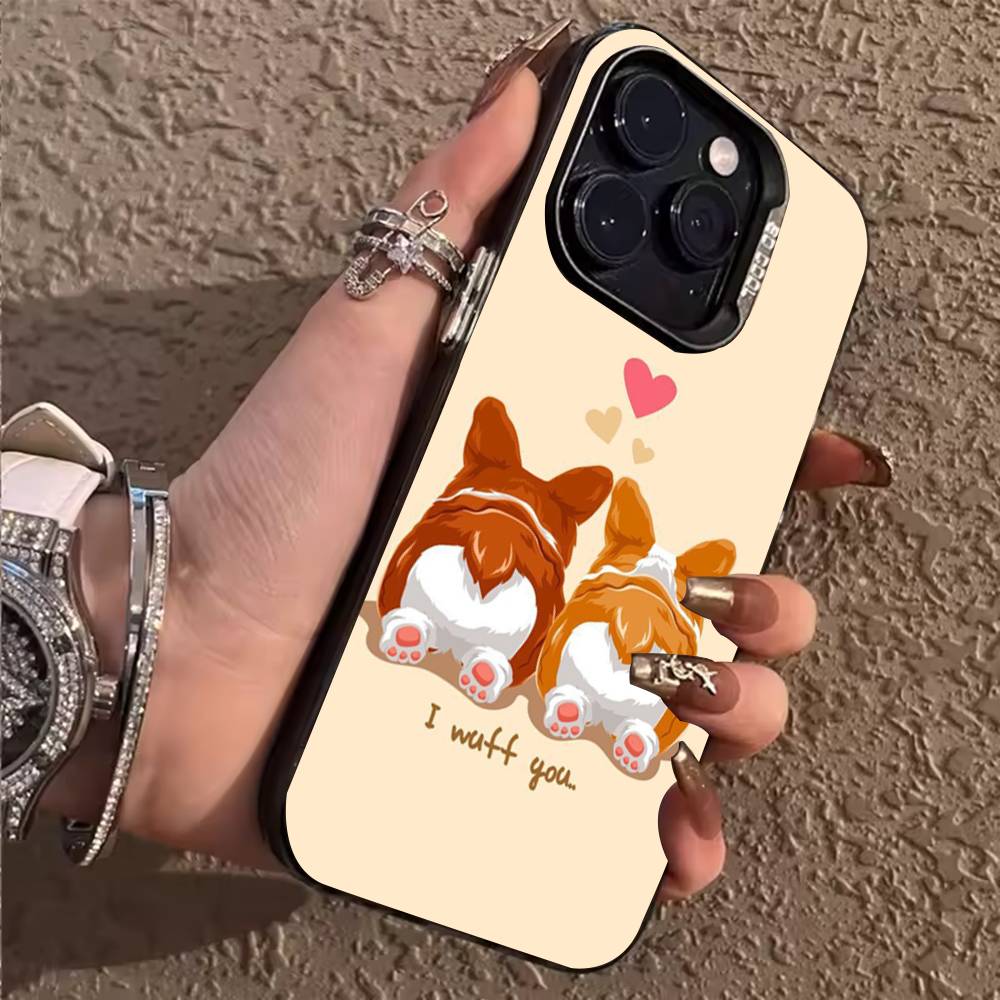 Süße Corgi Handyhülle Für iPhone 17,16,15,14,13,12,11,Pro,Max,Plus Weiche Schwarze Hülle
