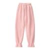 Vinter Pyjamasbukser Tykk Plysj Elastisk Midje Løse Hold Varmen Ben-Bindende Design Unisex Hjemmebukser Ensfarget Lounge Underdeler