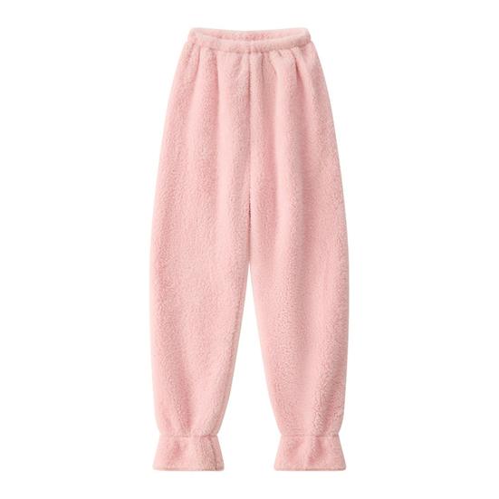 Zimové pyžamové kalhoty Hrubé plyšové Elastický pas Volné Udržují teplo Design obepínající nohy Unisex Domácí oblečení