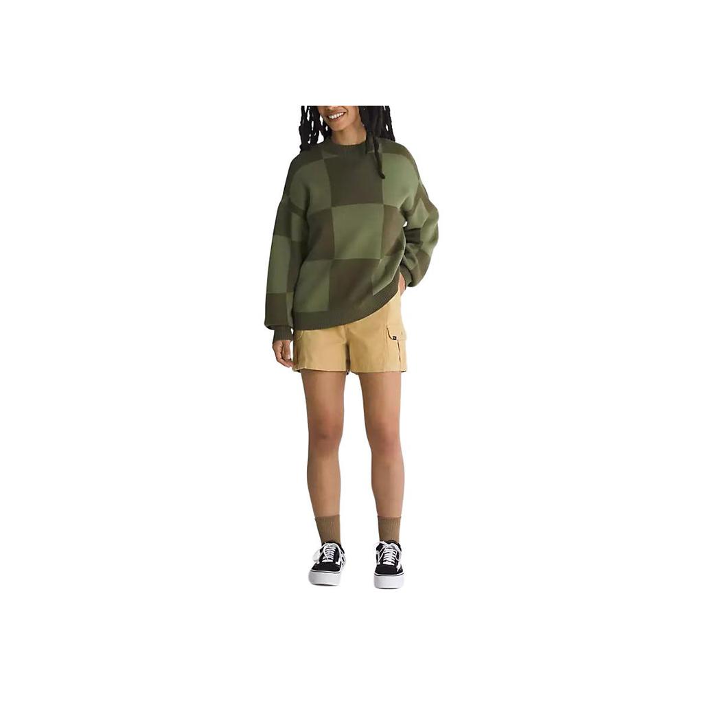 Vans Vortex Pullover Karomuster Rundhalsausschnitt Locker Langarm Pullover Damen Pullover Grün VN000G3GAMB
