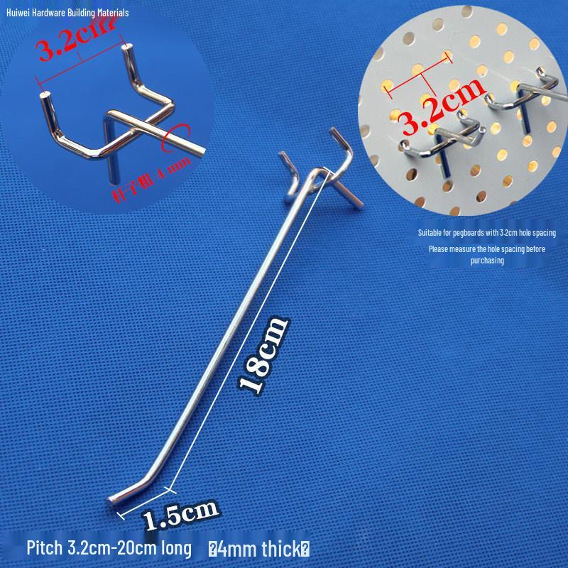 Stainless Steel Color Double Corner Ornament Pegboard Shelf Hook