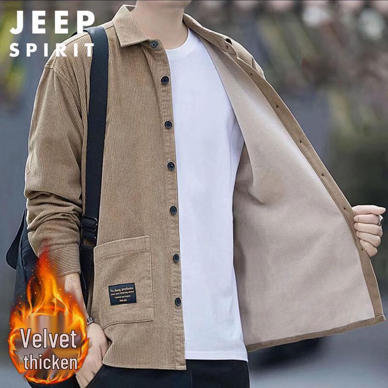 JEEP SPIRIT Men s Autumn Winter Corduroy Long Sleeve Shirt XL