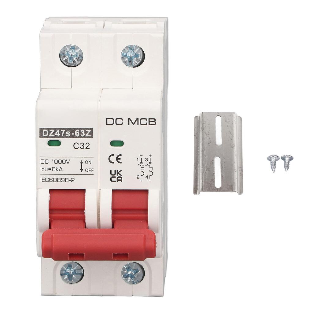 2P Kleiner Leistungsschalter 6000A Schaltleistung Solar-PV-System Mini-Leistungsschalter DC1000V 32A