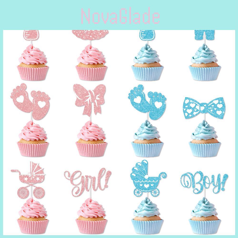 Cake Decor Flags For Boys And Girls First Birthday Party With Gold Glitter Paper