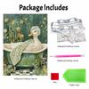 Framed Pearl Art DIY Kit with Cute Duck in Bathtub Pattern 3D Sparkling Bead Canvas Painting Handmade Gift for Home Decoration Wall Art