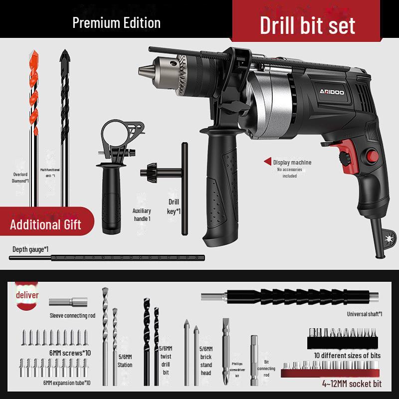High-Power Dual-Function Electric Drill & Hammer for Household Use