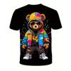 Summer Round Neck Cute Bear Graphic 3D Print Top Fashionable Casual Short Sleeved Men's T-shirts