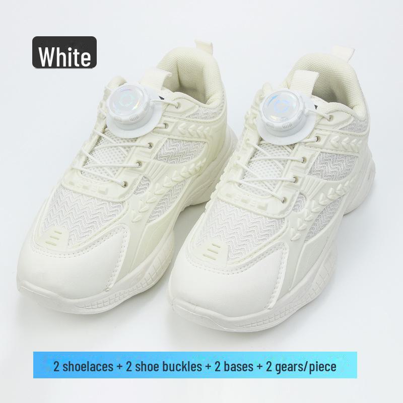 

Цельная вращающаяся пряжка для шнурков с кнопкой для детей и взрослых - спортивные шнурки без завязывания белый