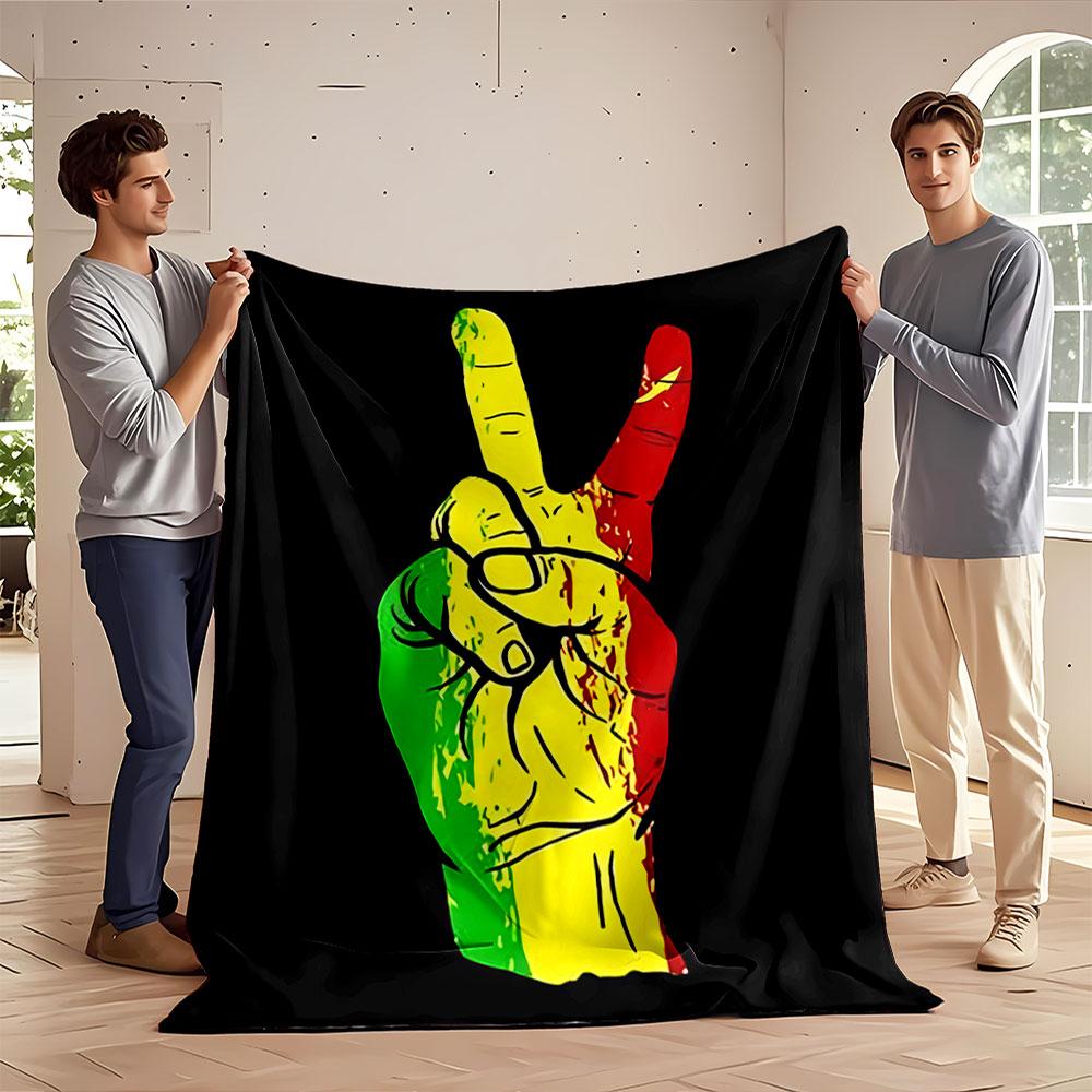 Peace Sign Rasta Colors Blanket for all seasons blanket lunch break throw gift
