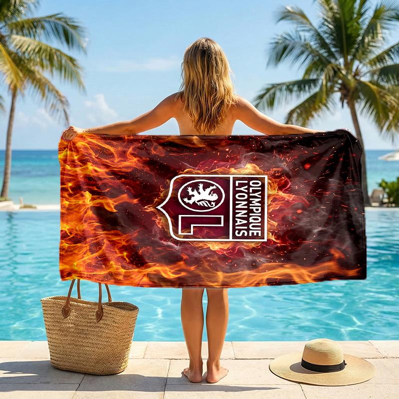 Asciugamano da Spiaggia Lyon FC ad Asciugatura Rapida in Microfibra Assorbente Portatile da Viaggio per Nuoto