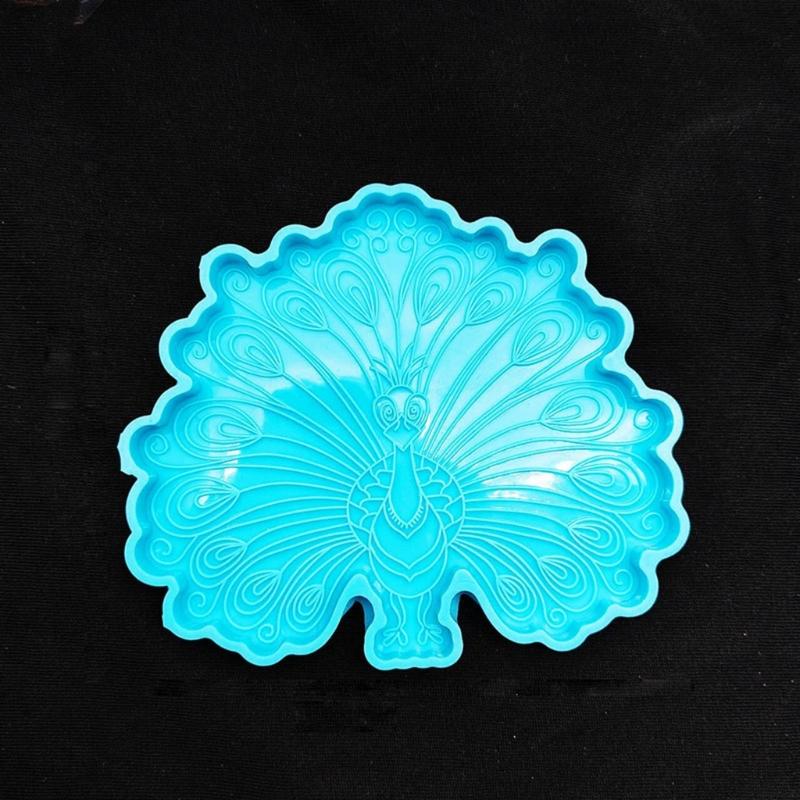 Peacocks Coaster Tray Mold  Crystal Epoxy Resin Molds Cup Mat Mug Pad Silicone Mould Coaster Making Accessories Decor