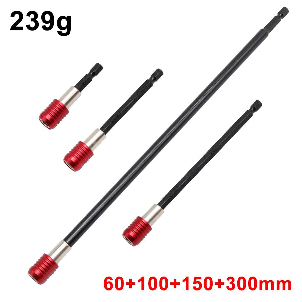 

60-300mm hexagonal extension quick release self-locking connect rod red screwdriver head extension rod power tool accessory set