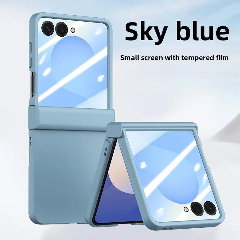 Fashion Candy Color Skin Feel Matte Hinge Protect Case for Samsung Galaxy Z Flip 8 7 6 5 4 3 Tempered Glass Film Anti-drop Cover