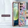 S25 Ultra Soft Silicone Case For Samsung Galaxy S22 S21 S25 Plus S24 FE S24 Plus Shockproof Flower Pattern Plating Cover