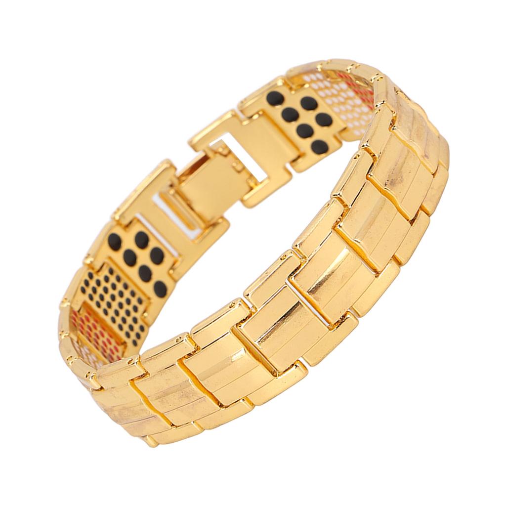 Magnet Therapy Bracelet Reduce Electrostatic Improve Sleep Lose Weight Stylish Titanium Steel BraceletsGold