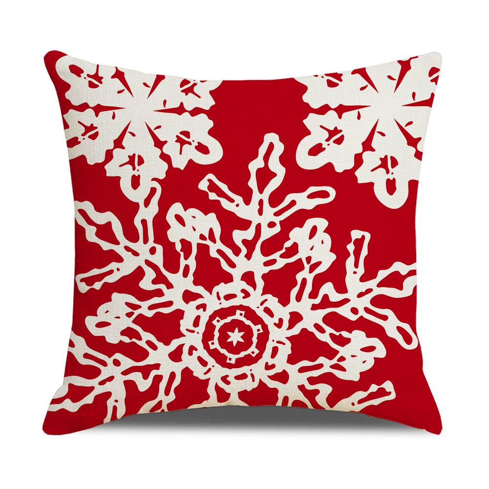 Red and Black Plaid Christmas Pillow Case Linen Print Home Lumbar Support Office Cushion