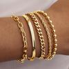 5Pcs Gold Color Bracelets Set For Women Dainty Beaded Cuban Paperclip Chain Adjustable Multilayer Trendy Jewelry Accessories