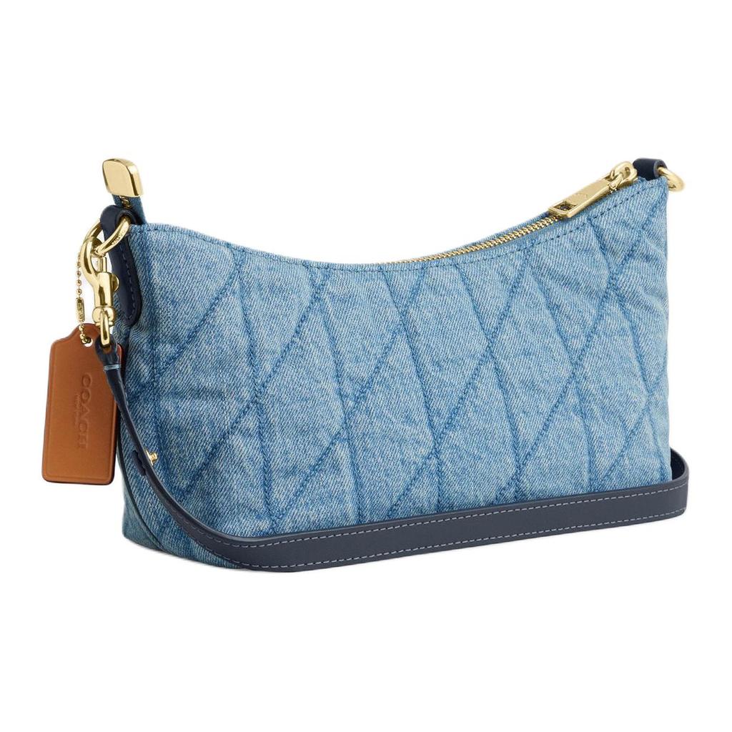 Coach Caitlin 24 Pikowany Detal Złote Elementy Materiał i Skóra Torba Tote Crossbody na Ramię Średnia Damskie torby Indygo CDZ89-IMTYV