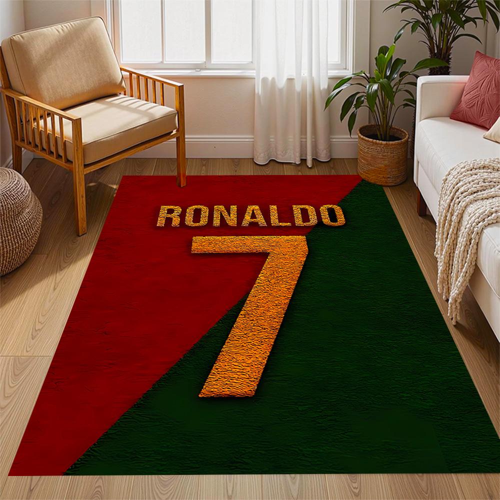 Ronaldo's Legendarische Nummer 7 Thema Anti-Slip Vloerkleden - Polyester Woondecoratie, Geschikt voor Slaapkamers, Woonkamers, Entrees, Studio's en Decoraties
