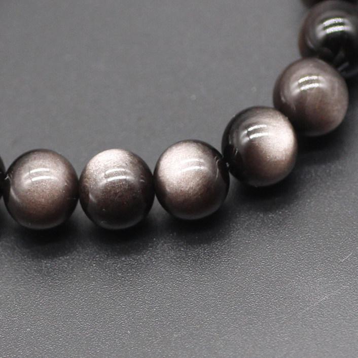 Silver & Golden Obsidian Double-Eyed Round Beads – Natural Loose Beads for DIY Jewelry & Bracelet Making
