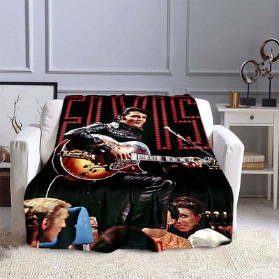 Various Styles of E-Elvis Pattern 3D Printed Rock Singer Sofa Blankets, Suitable for Adult and Children's Bedrooms and Living