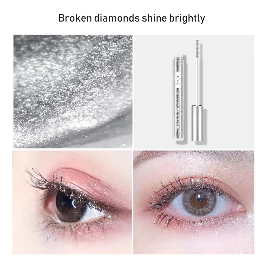 Sparkling Diamond Mascara Sequins Waterproof Glitter Diamond Mascara Shining Galaxy Sequins Sweat Proof Eyelashes Eye Makeup