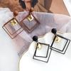 Pendientes huecos geométricos colgantes con pasador cuadrado doble, joyería, regalos bonitos