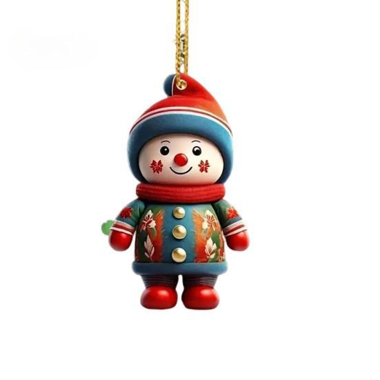 Christmas Ornaments Cartoon Snowman/Santa Xmas Tree Hanging Decoration Holiday Acrylic Decor for Christmas Valentine's Day Winter Party Supplies