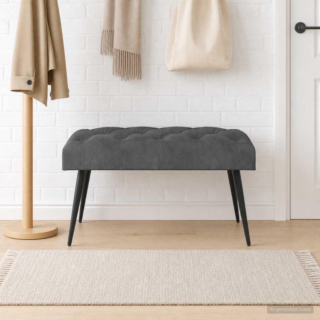 Bench with Button Tufting Dark Gray 80 x 40 x 46 cm Velvet