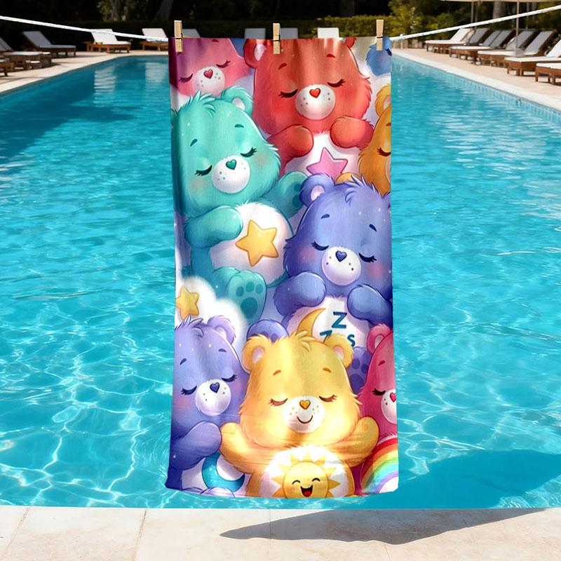 Care Bears Print Beach Towel Design, Soft, Lightweight. for Home Bathroom, Spa, Pool, Yoga, Surfing, Camping, Gift for Family, Friend