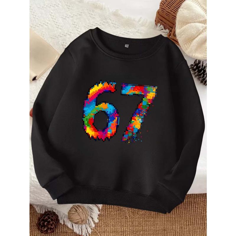 European Sizes New Stylish And Comfortable Round-Neck Sweatshirt for Kids, Featuring Trendy And Cute Print Designs, Suitable for Ages 3 And Up