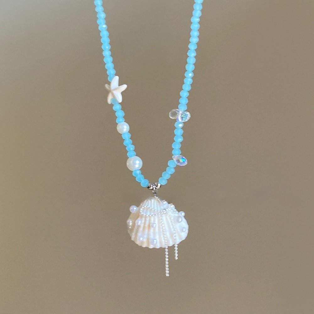 Pearl Shell Starfish Necklace Summer Sea Series Starfish Beach Neck Chain Daily