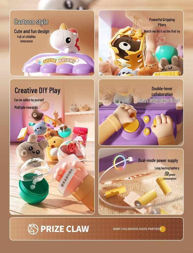 32cm Electric Dual Power Claw Machine Toy for Kids