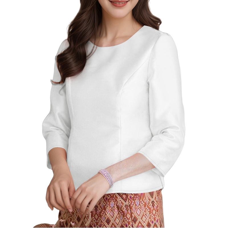 

ZANZEA Женская повседневная блузка с круглым вырезом, однотонная, с рукавами 3/4 4XL