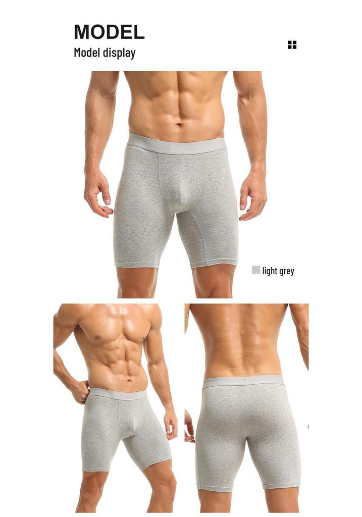 Men’s Sweat-Wicking Breathable Pure Cotton Boxer Briefs - Slim Fit Square Leg, Extended Length Underwear