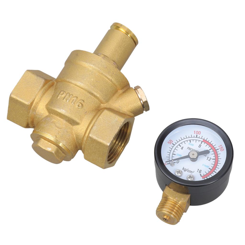 Versatile Water Pressure Regulator 1/2 Inch DN20 with Pressure Gauges Brass Suitable for Homes Buildings & Factories