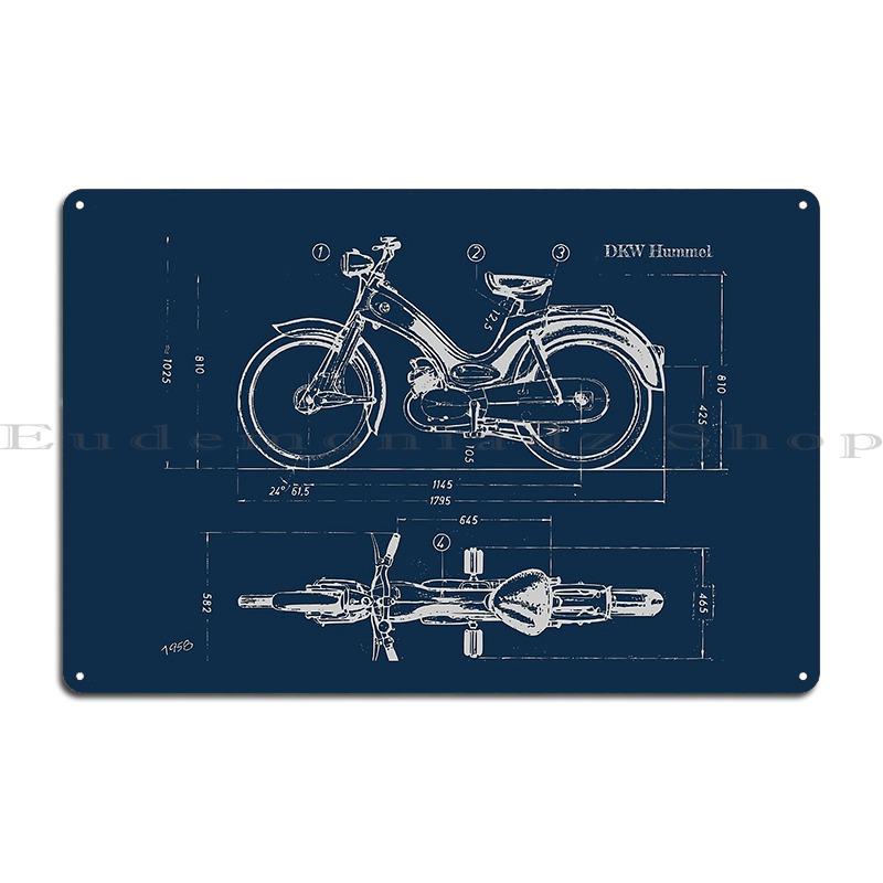 

Vintage Motorcycle Blueprint Dkw Hummel 1958 Metal Plaque Poster Decoration Bar Bar Cinema Create Tin Sign Poster 40x30cm