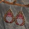 New European & American Christmas Series Santa Claus Leopard Print Double-Sided PU Leather Earrings