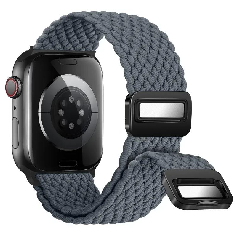 Nylon Band For Apple Watch Strap 44mm 40mm 45mm 46mm 49mm 41mm 38 Magnetic Braided Bracelet iWatch Series Se 7 6 8 9 10 Ultra 2