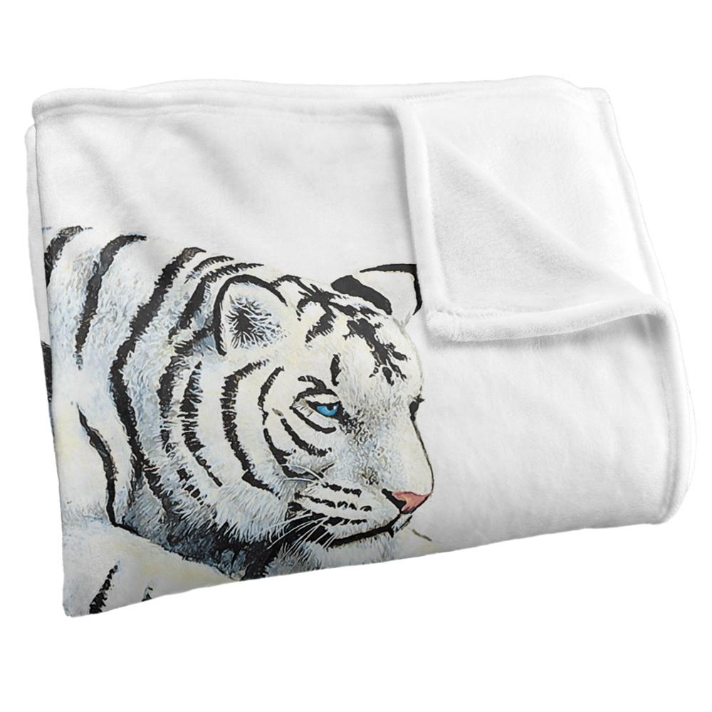 Royce McClure Silky White Tiger Supersoft Blanket