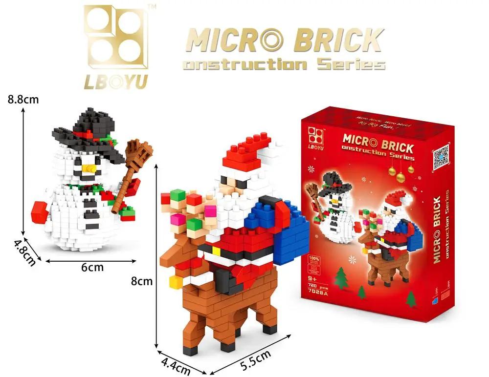 Plastic Mini Blocks Santa Claus Christmas Tree Plastic Brick Fun Elk Brinquedos For Gift New Year Girls Present Snowman Toy