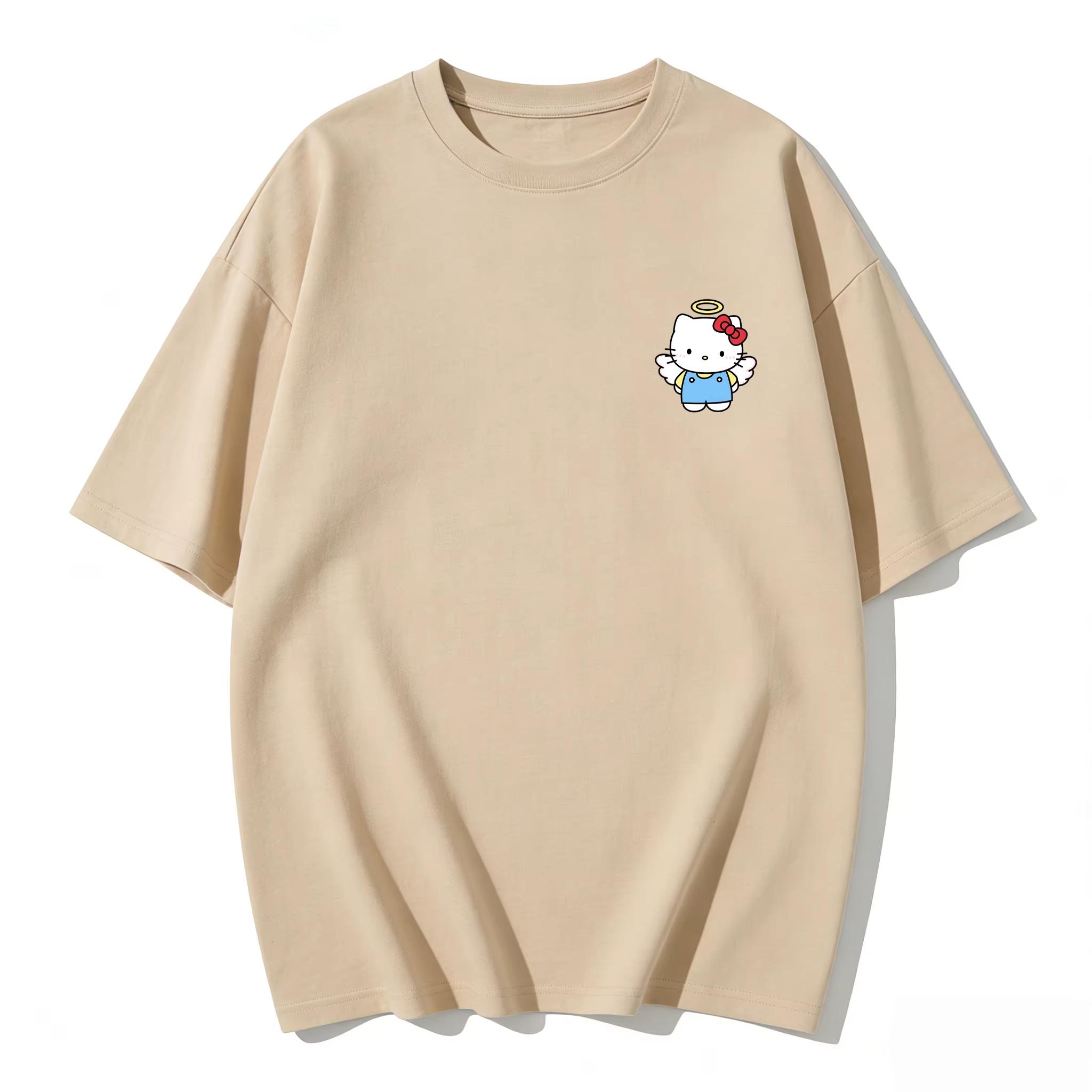 

2026 new Summer HelloKitty Cute Graphic Tee Casual Short Sleeve Cotton Top for Women Girls Kawaii Cartoon Print Streetwear S