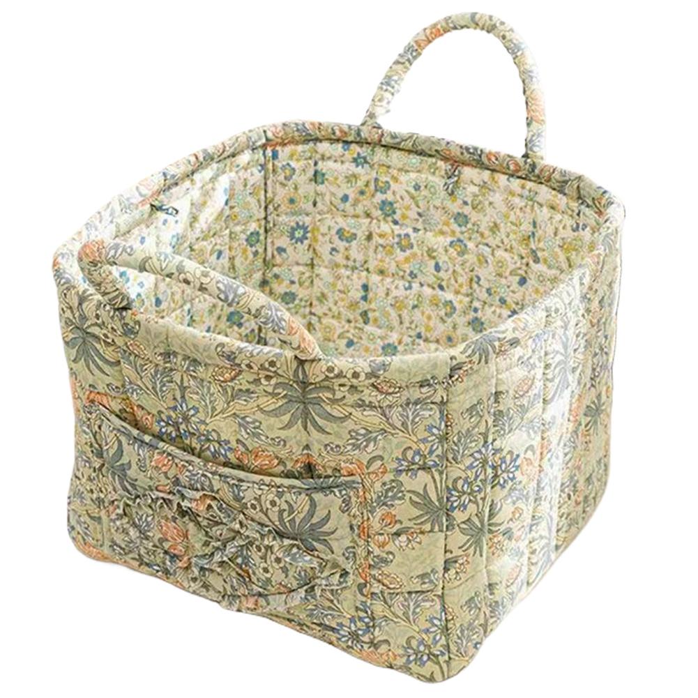 Boho Fabric Storage Basket Large Capacity Pastoral Style Baskets Quilted Laundry Hampers for Small Apartment Dormitory Closet