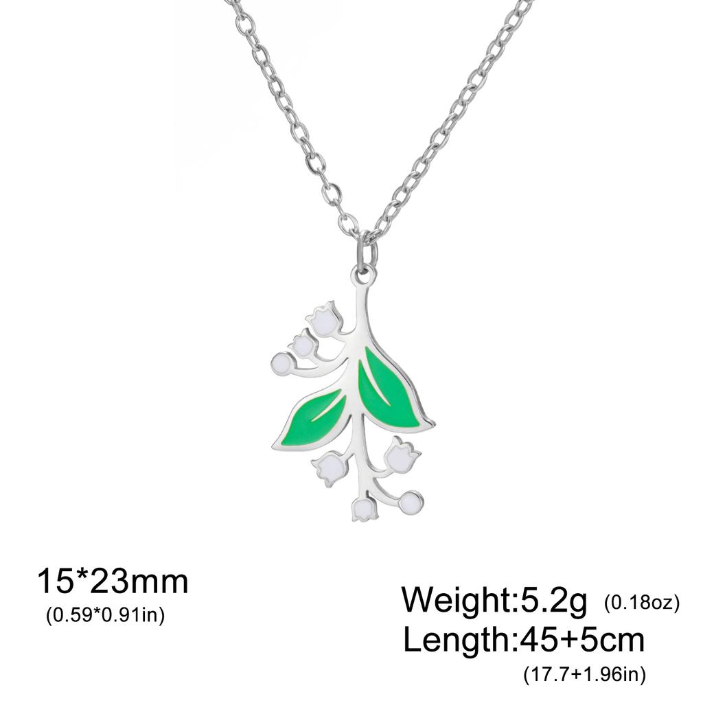 Lily of The Valley Pendant Necklace for Women Stainless Steel Female New Fashion Flower Choker Wedding Party Jewelry Gift